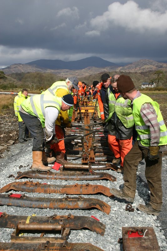 Laying rails at Croesor Junction